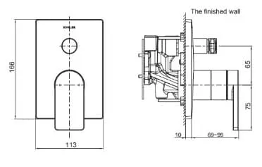 Bàn vẽ mặt nạ sen và vòi bồn tắm âm tường Kohler Composed K-99725T-B4-BV