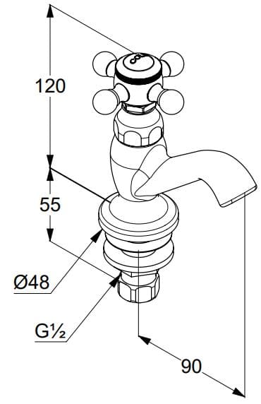Bản vẽ kỹ thuật vòi rửa mặt 1 đường nước lạnh Kludi 510140520