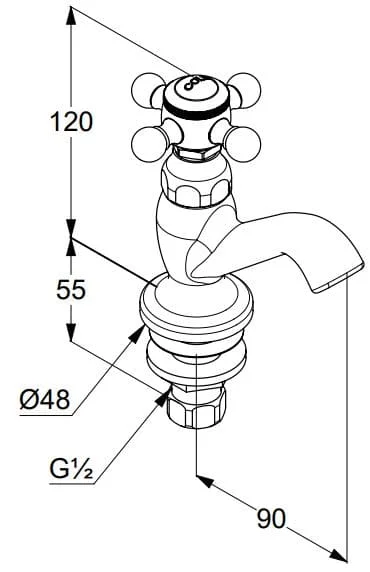 Bản vẽ kỹ thuật vòi rửa mặt 1 đường nước lạnh Kludi 510140520