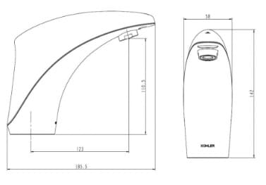 Bản vẽ kỹ thuật vòi chậu rửa cảm biến Mỹ Kohler Elosis K-18055T-B-CP