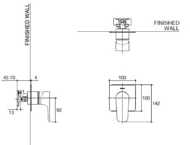 Mặt nạ điều khiển sen tắm âm tường 2 chiều Kohler K-26479T-4-BV