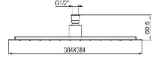 Bản vẽ kỹ thuật đầu sen vuông gắn trần Kohler K-9301T-CL-AF