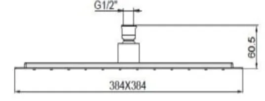 Bản vẽ kỹ thuật đầu sen vuông gắn trần Kohler K-9301T-CL-AF