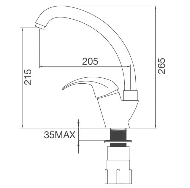 Bản vẽ kỹ thuật Vòi chậu rửa bát nóng lạnh Malloca K121N