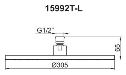 Bản vẽ kỹ thuật Đầu sen tròn gắn trần Kohler K-15992T-CL