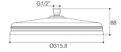 Bản vẽ kỹ thuật Đầu sen tròn gắn trần Kohler K-15993T-CL-PGD