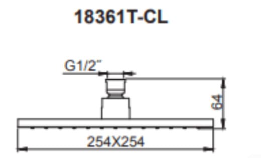Bản vẽ kỹ thuật Đầu sen vuông gắn trần Kohler K-18361T-CL-AF