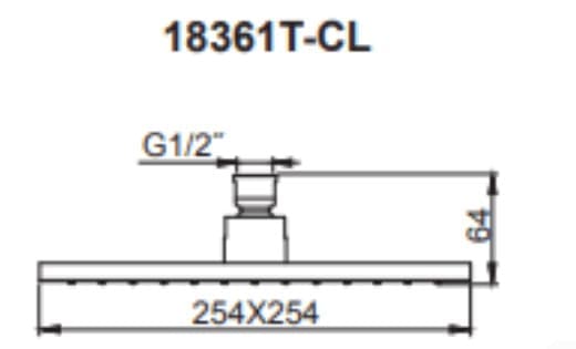 Bản vẽ kỹ thuật Đầu sen vuông gắn trần Kohler K-73040T-CL-CP