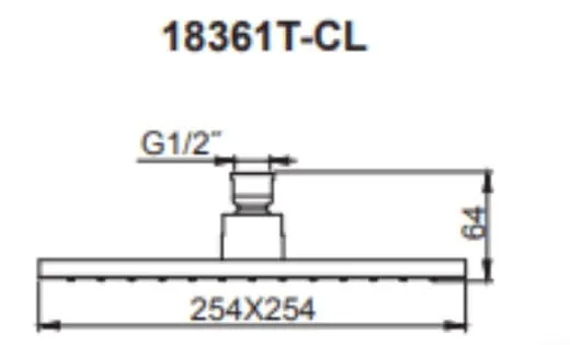 Bản vẽ kỹ thuật Đầu sen vuông gắn trần Kohler K-73040T-CL-CP