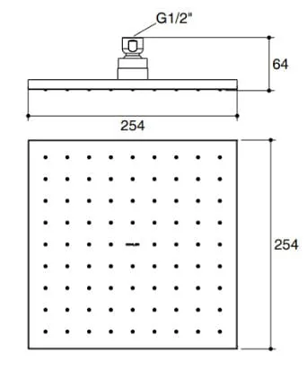 Đầu sen vuông gắn trần Kohler K-18361T-CL-BL