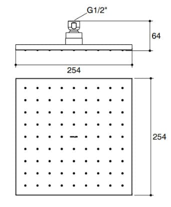Đầu sen vuông gắn trần Kohler K-18361T-CL-BV