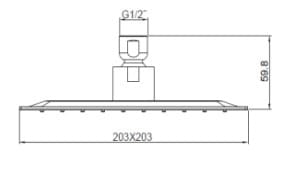 Bản vẽ kỹ thuật Đầu sen vuông gắn trần Kohler K-73038T-CL-CP