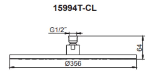 Bản vẽ kỹ thuật Đầu sen tròn gắn trần Kohler K-15990T-CL-CP