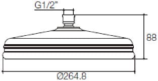 Bản vẽ kỹ thuật Đầu sen tròn gắn trần Kohler K-15991T-CL