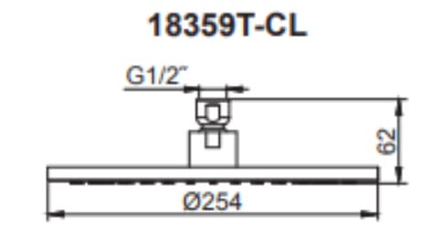 Bản vẽ kỹ thuật Đầu sen tròn gắn trần Kohler K-18359T-CL