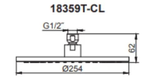 Bản vẽ kỹ thuật Đầu sen tròn gắn trần Kohler K-18359T-CL