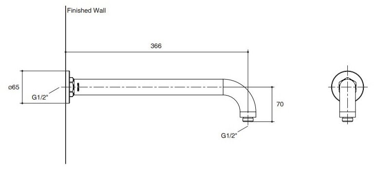 Bản vẽ kỹ thuật tay sen gắn tường Kohler K-15396T-B-RGD