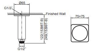 Bản vẽ kỹ thuật tay sen gắn trần Kohler K-15399T-B-BV