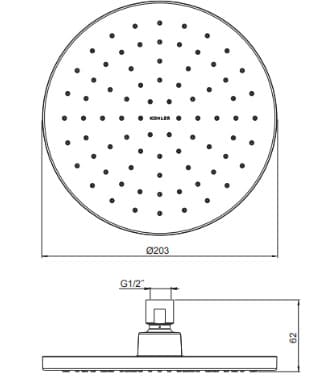 Bản vẽ Đầu sen tắm tròn gắn trần Kohler K-99945T-CL-CP