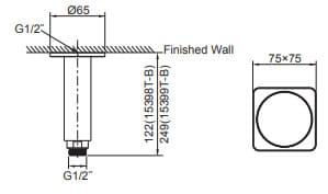 Bản vẽ kỹ thuật tay sen gắn trần Kohler K-15399T-B-CP