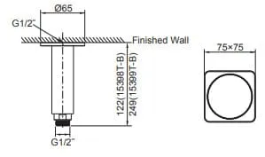 Bản vẽ kỹ thuật tay sen gắn trần Kohler K-15399T-B-CP