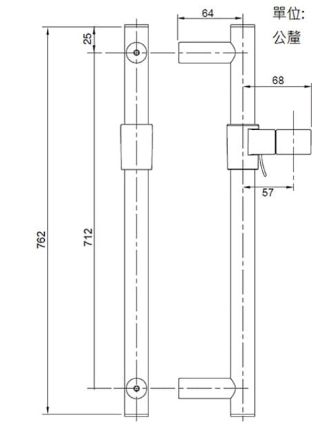 Bản vẽ kỹ thuật thanh trượt sen tắm 80cm Mỹ Kohler Slidebar K-8524T-CP