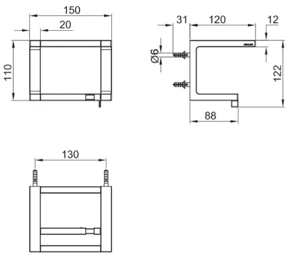 Bản vẽ kỹ thuật lô treo giấy vệ sinh Kohler Stages K-27362T-BN