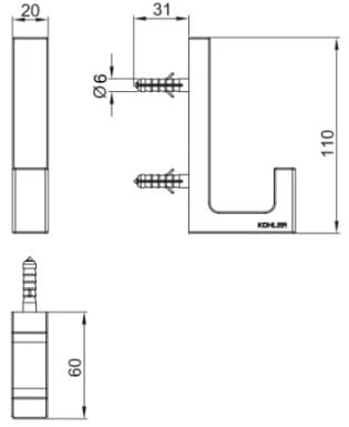 Bản vẽ kỹ thuật Móc treo tường Kohler Stages K-27363T-BN