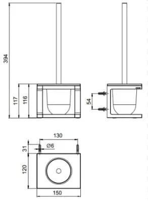 Bản vẽ kỹ thuật Hộp đựng bàn chải bồn cầu Kohler Stages K-27368T-C0