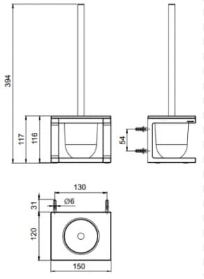 Bản vẽ kỹ thuật Hộp đựng bàn chải bồn cầu Kohler Stages K-27368T