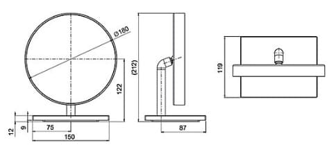 Bản vẽ kỹ thuật Gương tròn để bàn Kohler Stages K-27369T