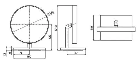 Bản vẽ kỹ thuật Gương tròn để bàn Kohler Stages K-27369T