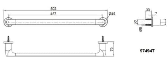 Bản vẽ kỹ thuật Thanh treo khăn Kohler Avid K-97494T