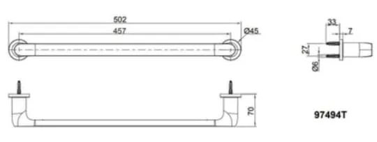 Bản vẽ kỹ thuật Thanh treo khăn Kohler Avid K-97494T
