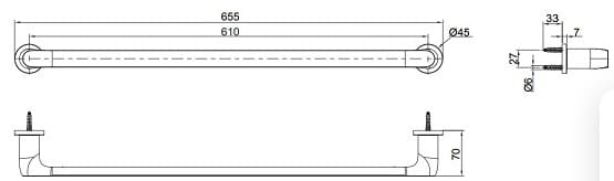 Bản vẽ kỹ thuật Thanh treo khăn Kohler Avid K-97495T-2MB