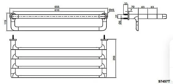 Bản vẽ kỹ thuật Thanh treo khăn 2 tầng Kohler Avid K-97497T-2MB
