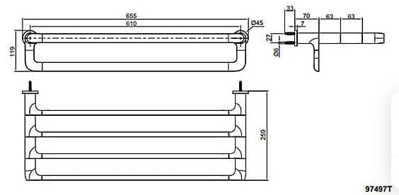 Bản vẽ kỹ thuật Thanh treo khăn 2 tầng Kohler Avid K-97497T-BN