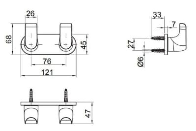 Bản vẽ kỹ thuật móc treo đôi Kohler Avid K-97500T-BN