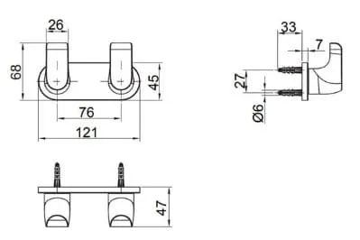 Bản vẽ kỹ thuật móc treo đôi Kohler Avid K-97500T-BL