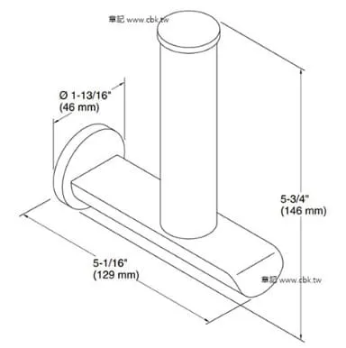Bản vẽ kỹ thuật Lô treo giấy vệ sinh đứng Kohler Avid K-97502T-2BL