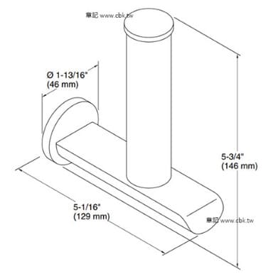 Bản vẽ kỹ thuật Lô treo giấy vệ sinh đứng Kohler Avid K-97502T-CP
