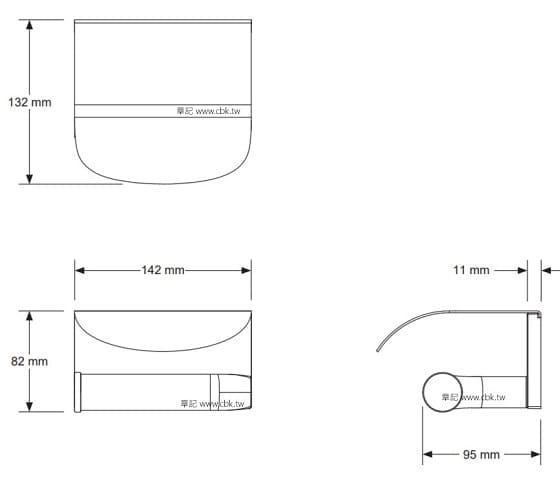 Bản vẽ kỹ thuật Lô treo giấy vệ sinh Kohler Avid K-97503T-2BL
