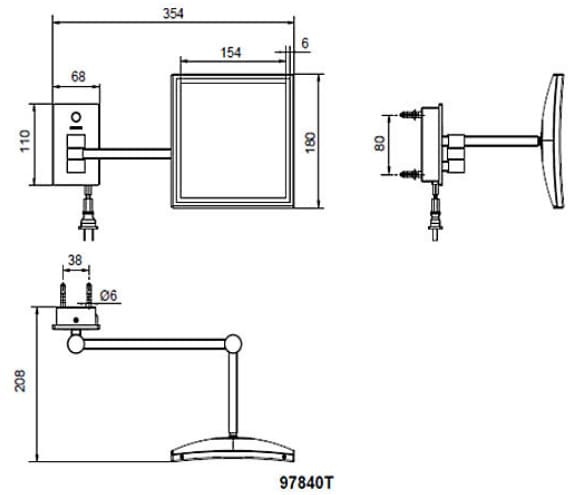 Bản vẽ kỹ thuật Gương kèm đèn led Kohler Loure K-97841T-CP