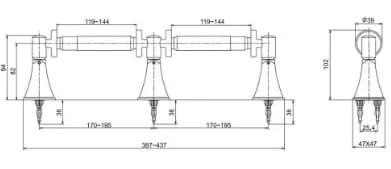 Bản vẽ kỹ thuật Lô treo giấy vệ sinh đôi Kohler Memoirs K-10454T-RGD