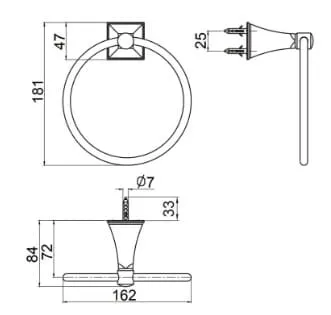 Bản vẽ kỹ thuật Vòng treo khăn Kohler Memoirs K-487T-AF