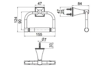 Bản vẽ kỹ thuật Lô treo giấy vệ sinh Kohler Memoirs K-490T-AF