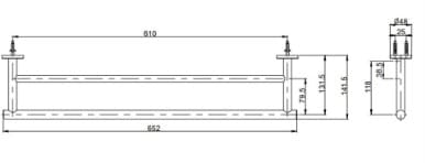 Bản vẽ kỹ thuật Thanh treo khăn đôi 24” kohler Stillness K-14391T-PGD