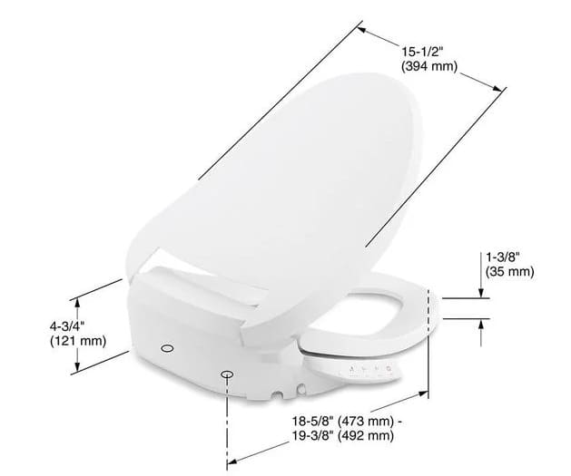 Bản vẽ kỹ thuật Nắp bồn cầu điện tử Kohler C³-050 K-18751X-0