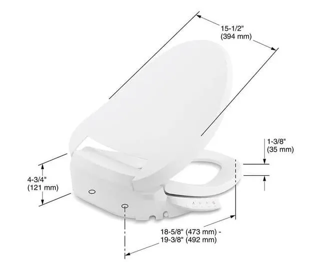 Bản vẽ kỹ thuật Nắp bồn cầu điện tử Kohler C³-050 K-18751X-0