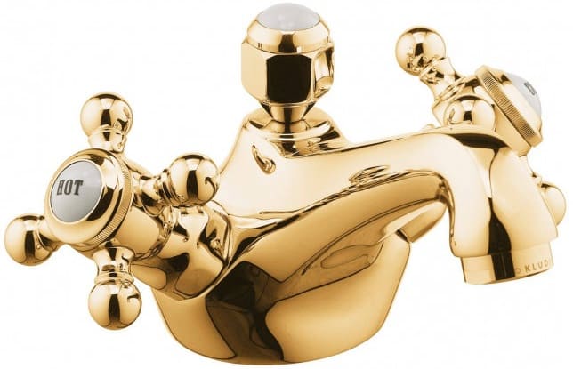 Vòi chậu rửa mặt nóng lạnh vàng 23 carat Kludi 510124520